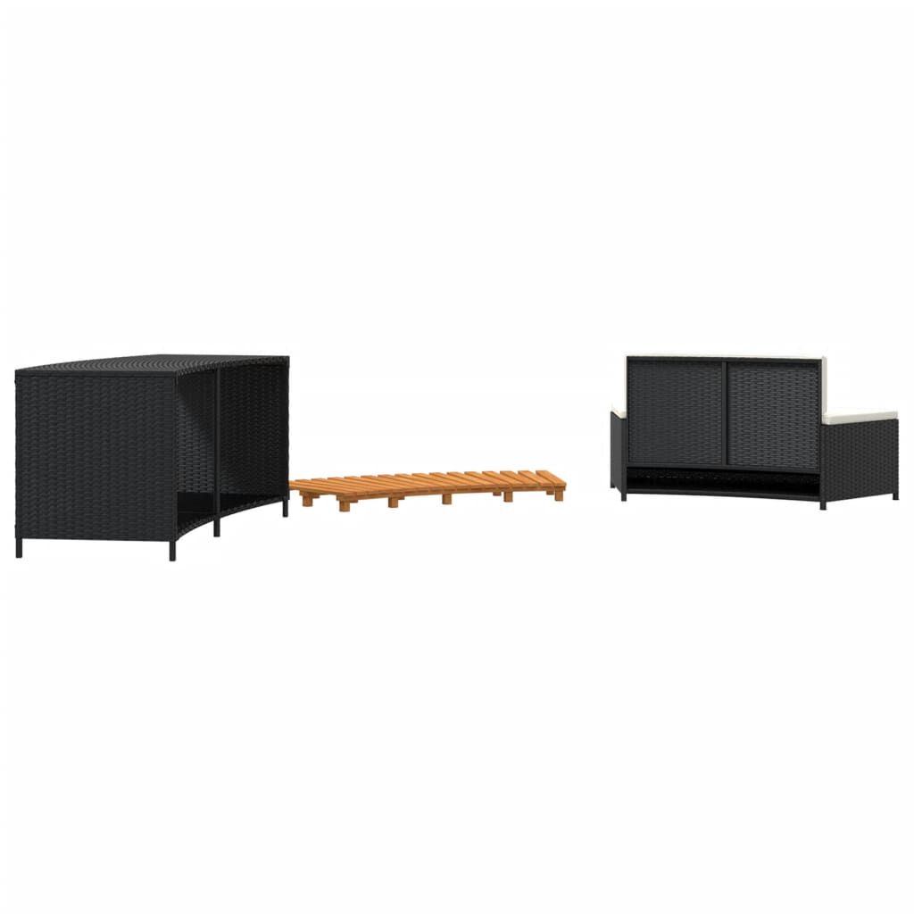 vidaXL Hot Tub Surround Black Poly Rattan and Solid Wood Acacia