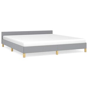vidaXL Bed Frame without Mattress Light Grey King Fabric