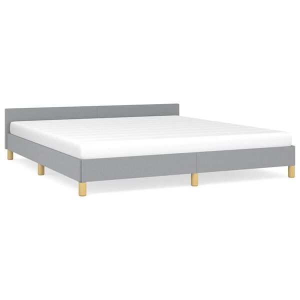 vidaXL Bed Frame without Mattress Light Grey King Fabric