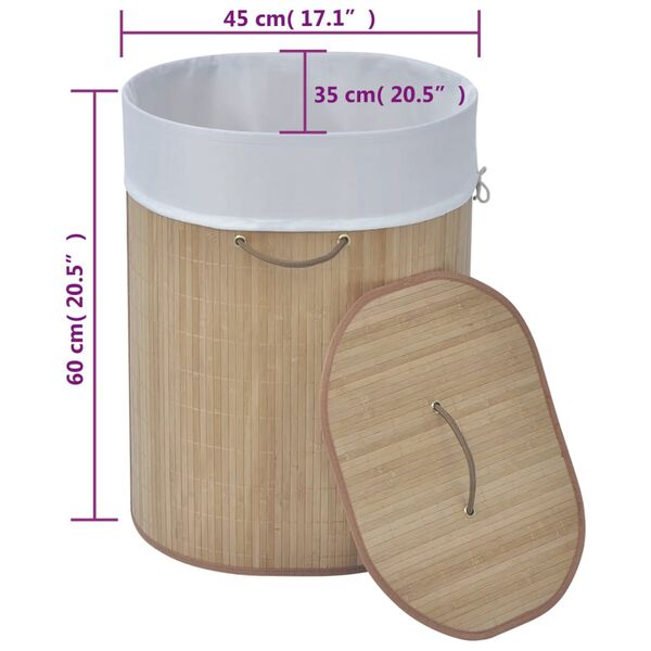 vidaXL Bamboo Laundry Bin Oval Natural