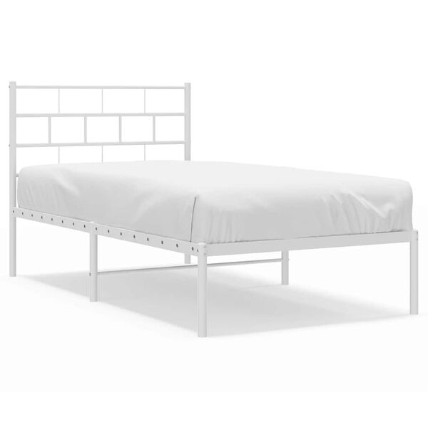 vidaXL Metal Bed Frame without Mattress with Headboard White 100x190cm