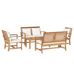 vidaXL Garden Sofa Set Natural Solid teak wood