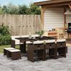 vidaXL 11 Piece Garden Dining Set with Cushions Brown Poly Rattan