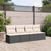 vidaXL Garden Sofa with Cushions 4-Seater Black Poly Rattan