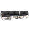 vidaXL 4 Piece Garden Lounge Set with Cushions Anthracite Poly Rattan