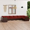 vidaXL 10 Piece Garden Lounge Set with Cushions Poly Rattan Brown