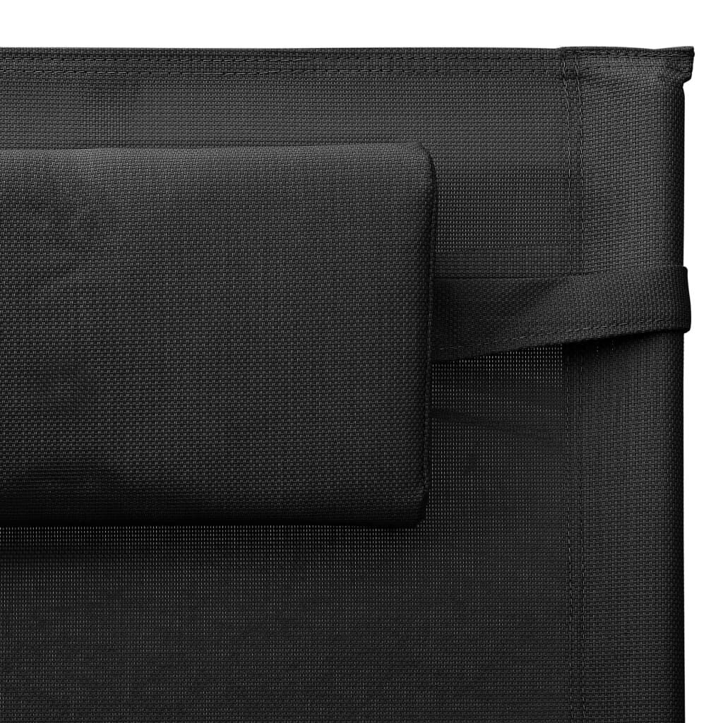vidaXL Sun Loungers 2 pcs Textilene Black and Grey