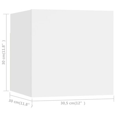 vidaXL Wall Mounted TV Cabinets 4 pcs White 30.5x30x30 cm