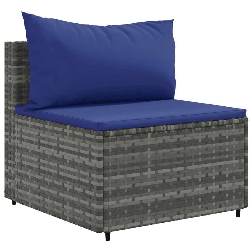vidaXL 4 Piece Garden Sofa Set with Cushions Grey Poly Rattan