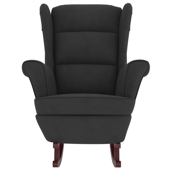 vidaXL Rocking Chair with Solid Wood Rubber Legs Black Velvet