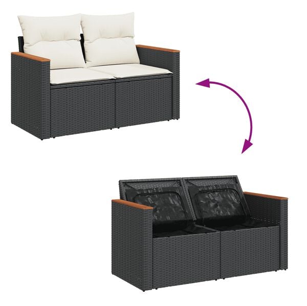 vidaXL 6 Piece Garden Sofa Set with Cushions Black Poly Rattan