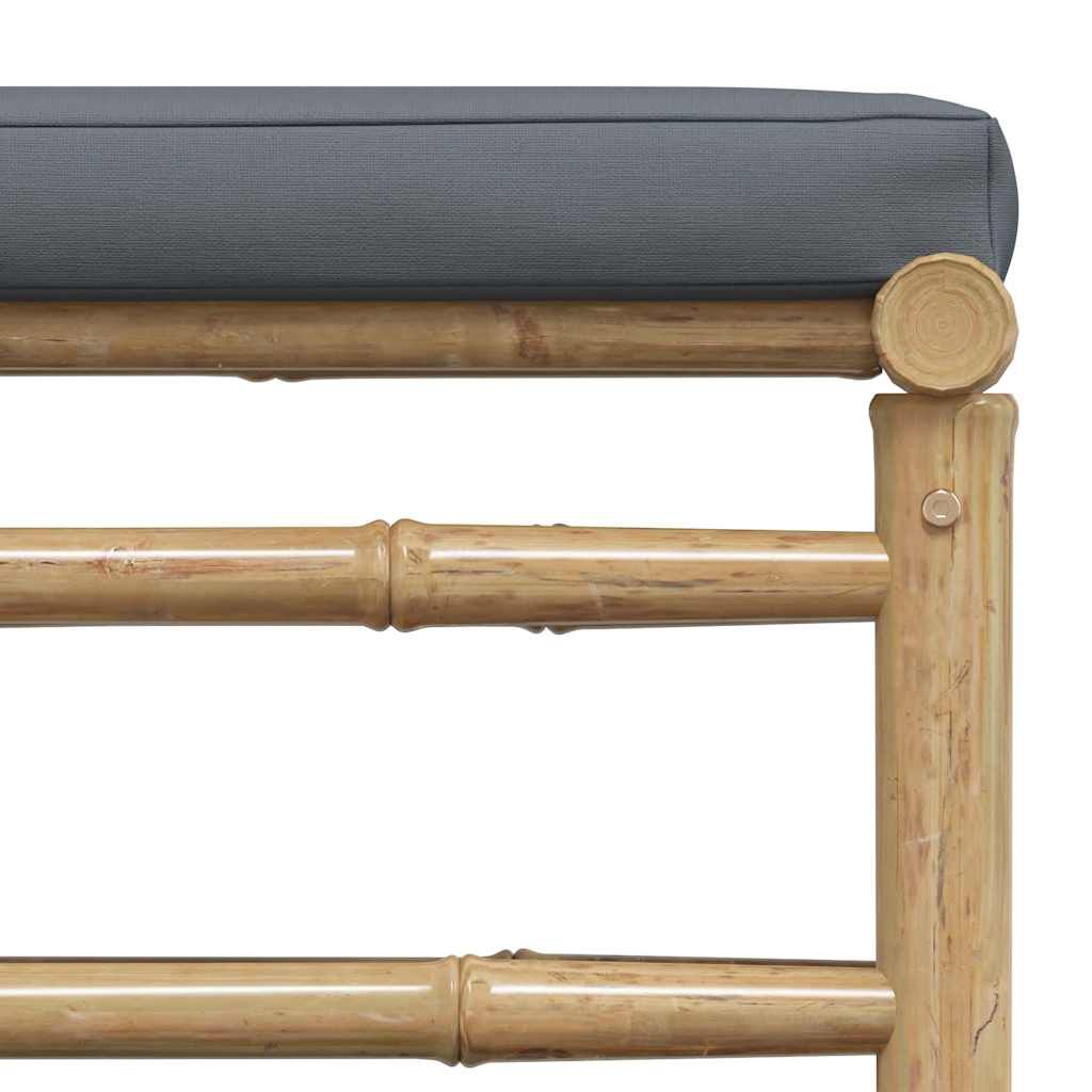 vidaXL Garden Footrest with Dark Grey Cushion Bamboo