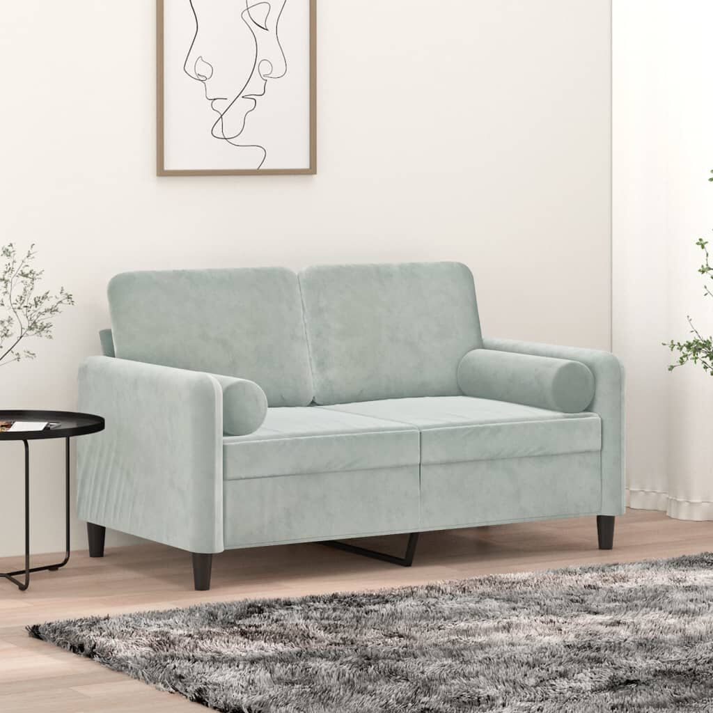 vidaXL Throw Pillows 2 pcs Light Grey Diameter 15x50 cm Velvet