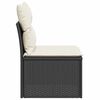 vidaXL Garden Sofa Armless with Cushions Black Poly Rattan