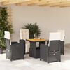 vidaXL 5 Piece Garden Dining Set with Cushions Black Poly Rattan