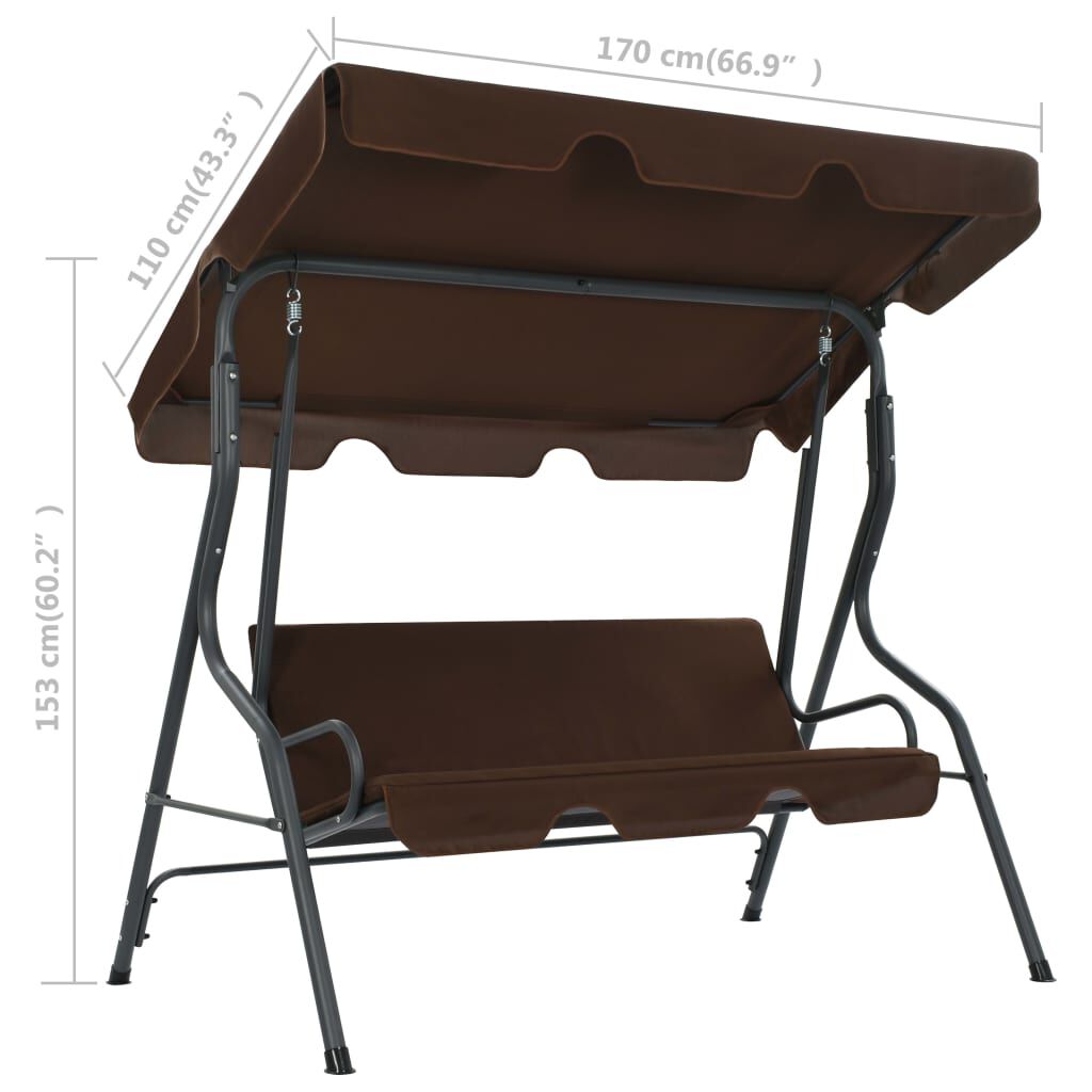 vidaXL Garden Swing Bench Coffee 170x110x153 cm