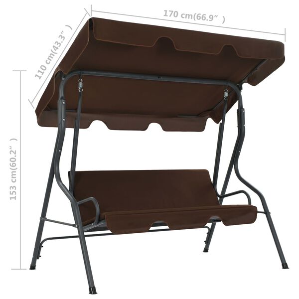 vidaXL Garden Swing Bench Coffee 170x110x153 cm