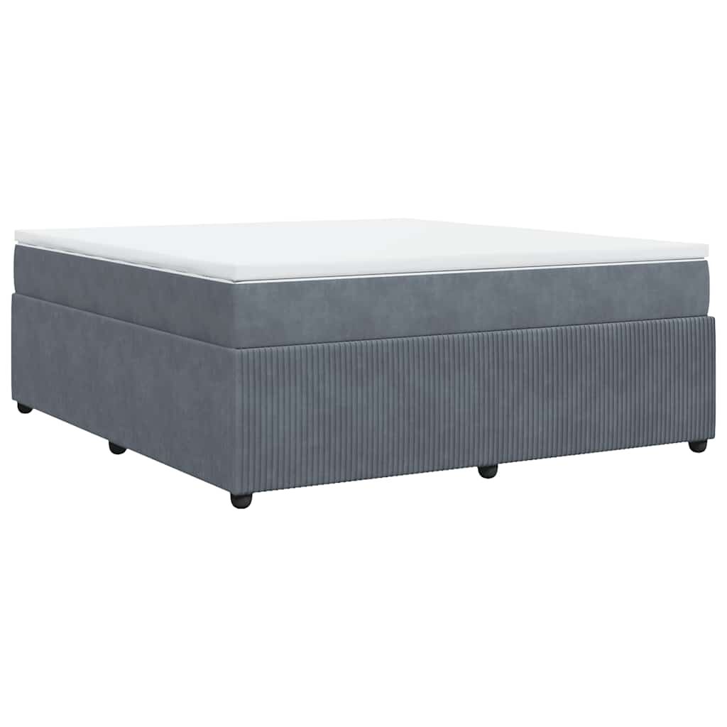 vidaXL Box Spring Bed with Mattress Dark Grey California King Velvet
