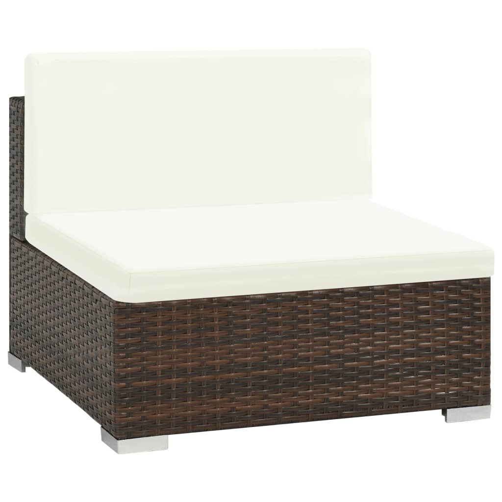 vidaXL 6 Piece Garden Lounge Set with Cushions Poly Rattan Brown