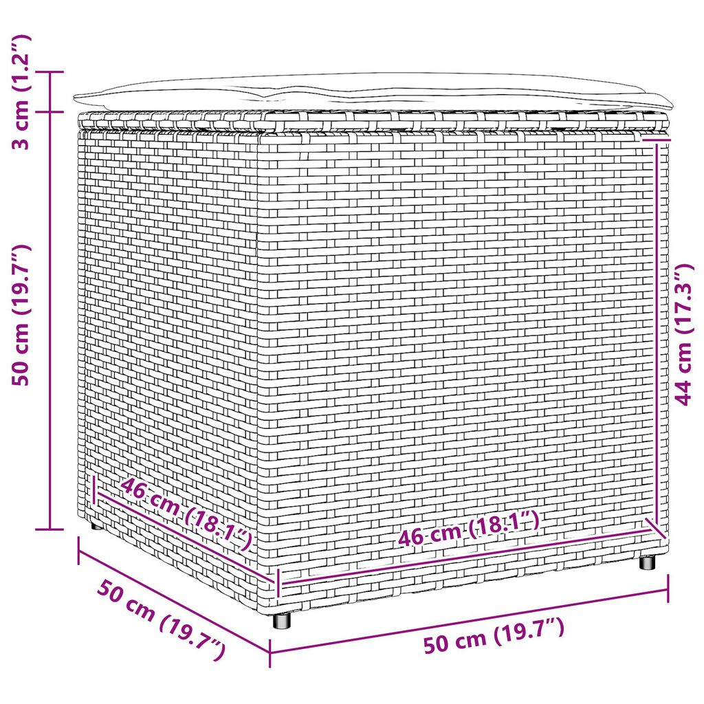 vidaXL Outdoor Storage Box Black and Cream Rattan, Polyester 80 cm