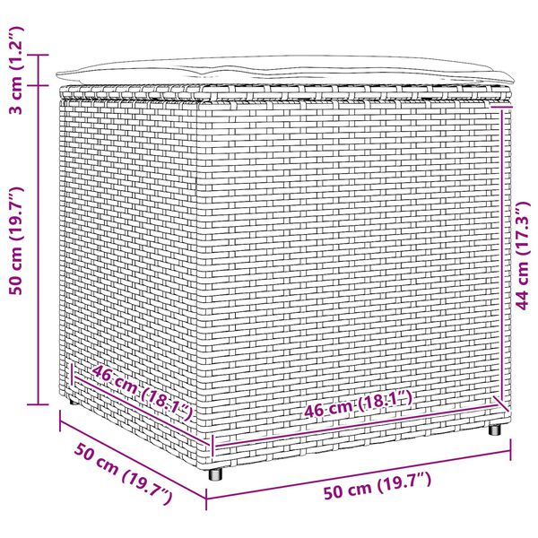 vidaXL Outdoor Storage Box Black and Cream Rattan, Polyester 80 cm