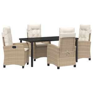 vidaXL Garden Dining Set with Cushion 5 pcs Beige Poly Rattan