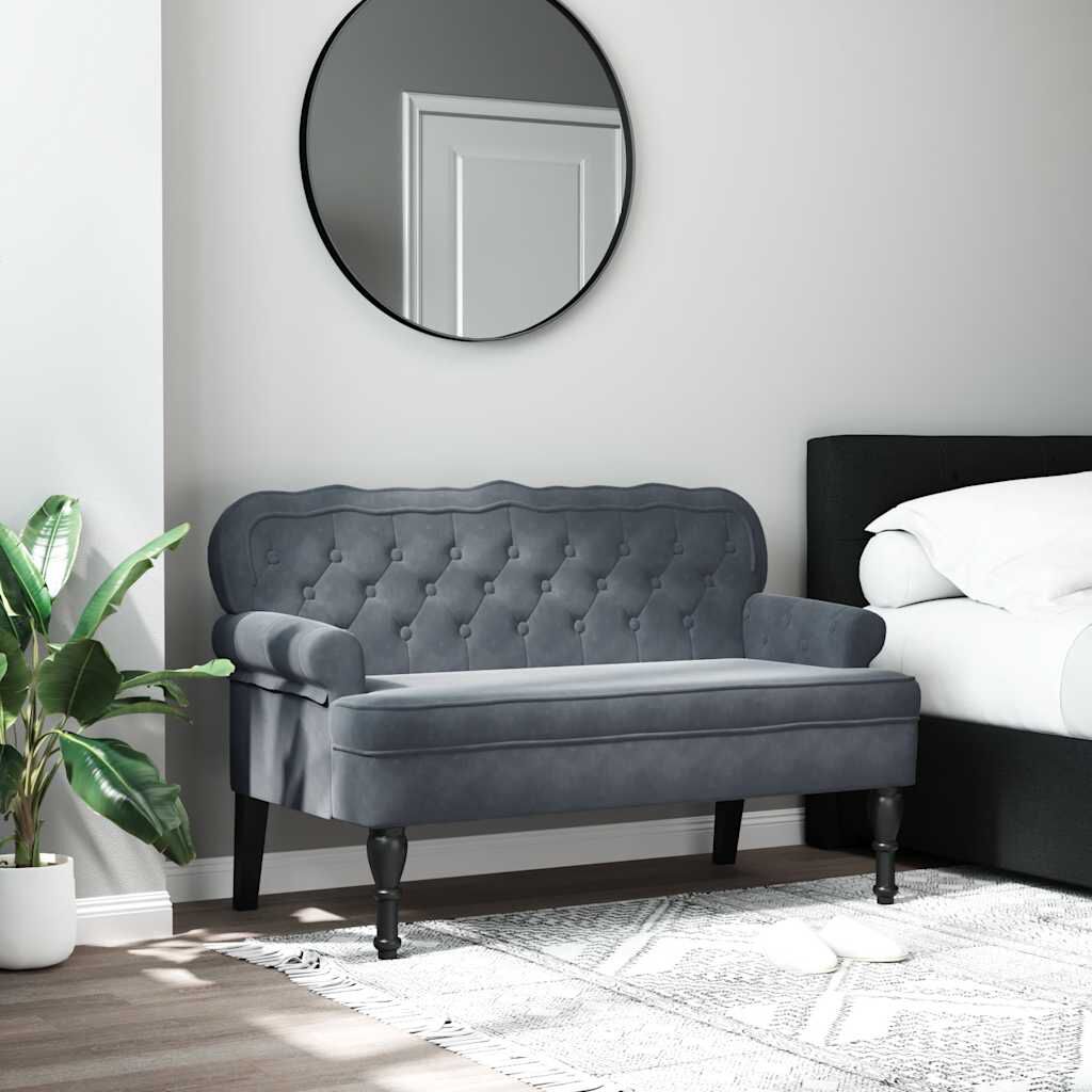 vidaXL Bench with Backrest Dark Grey 119.5x64.5x75 cm Velvet