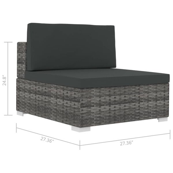 vidaXL 4 Piece Garden Sofa Set with Cushions Poly Rattan Grey