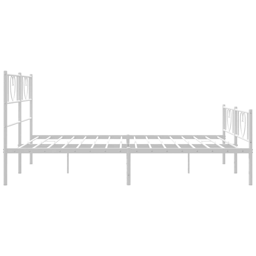 vidaXL Metal Bed Frame without Mattress with Footboard White 135x190cm