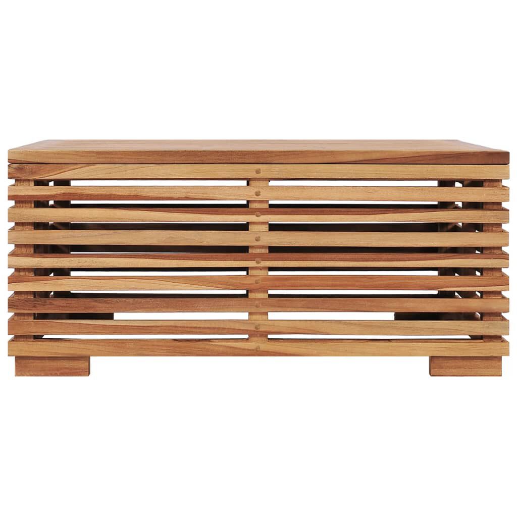 vidaXL Garden Table and Footrest Set & Cream Cushion Solid Teak Wood