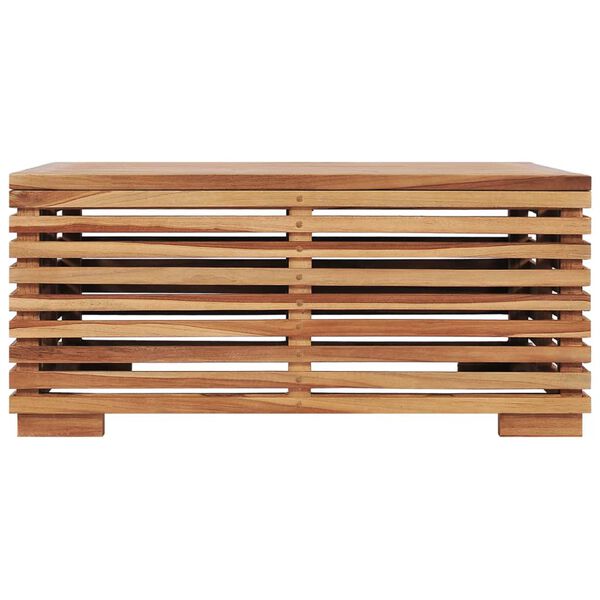 vidaXL Garden Table and Footrest Set & Cream Cushion Solid Teak Wood