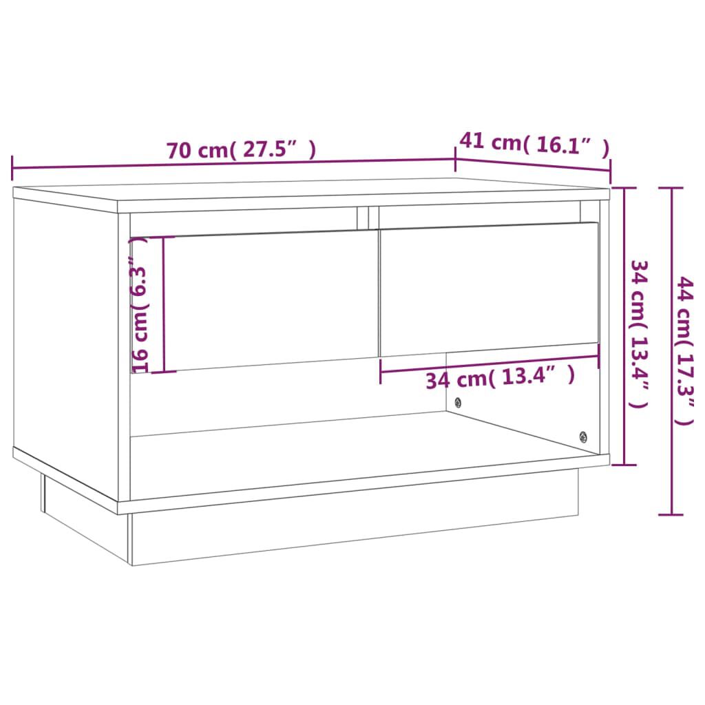 vidaXL TV Cabinet Smoked Oak 70x41x44 cm Engineered Wood