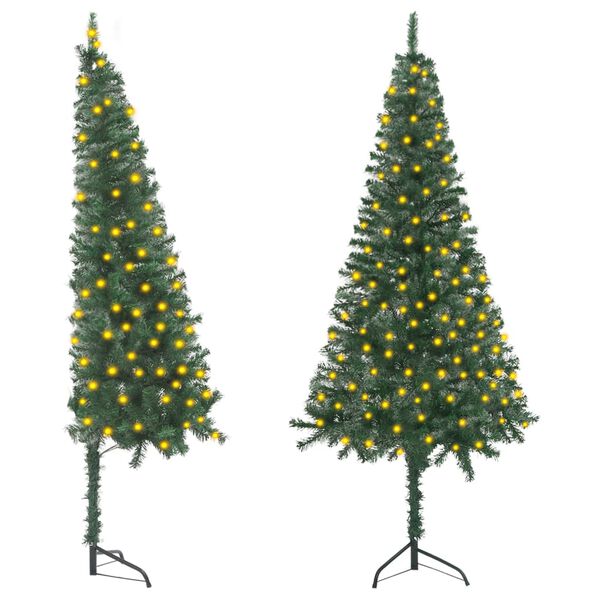 vidaXL Corner Artificial Pre-lit Christmas Tree Green 150 cm PVC
