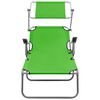 vidaXL Sun Lounger with Canopy Steel Green