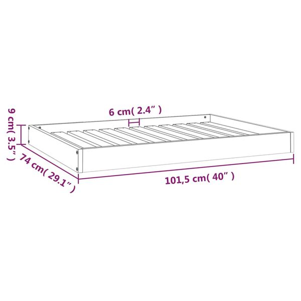 vidaXL Dog Bed 101.5x74x9 cm Solid Wood Pine