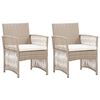 vidaXL Garden Armchairs with Cushions 2 pcs Beige Poly Rattan