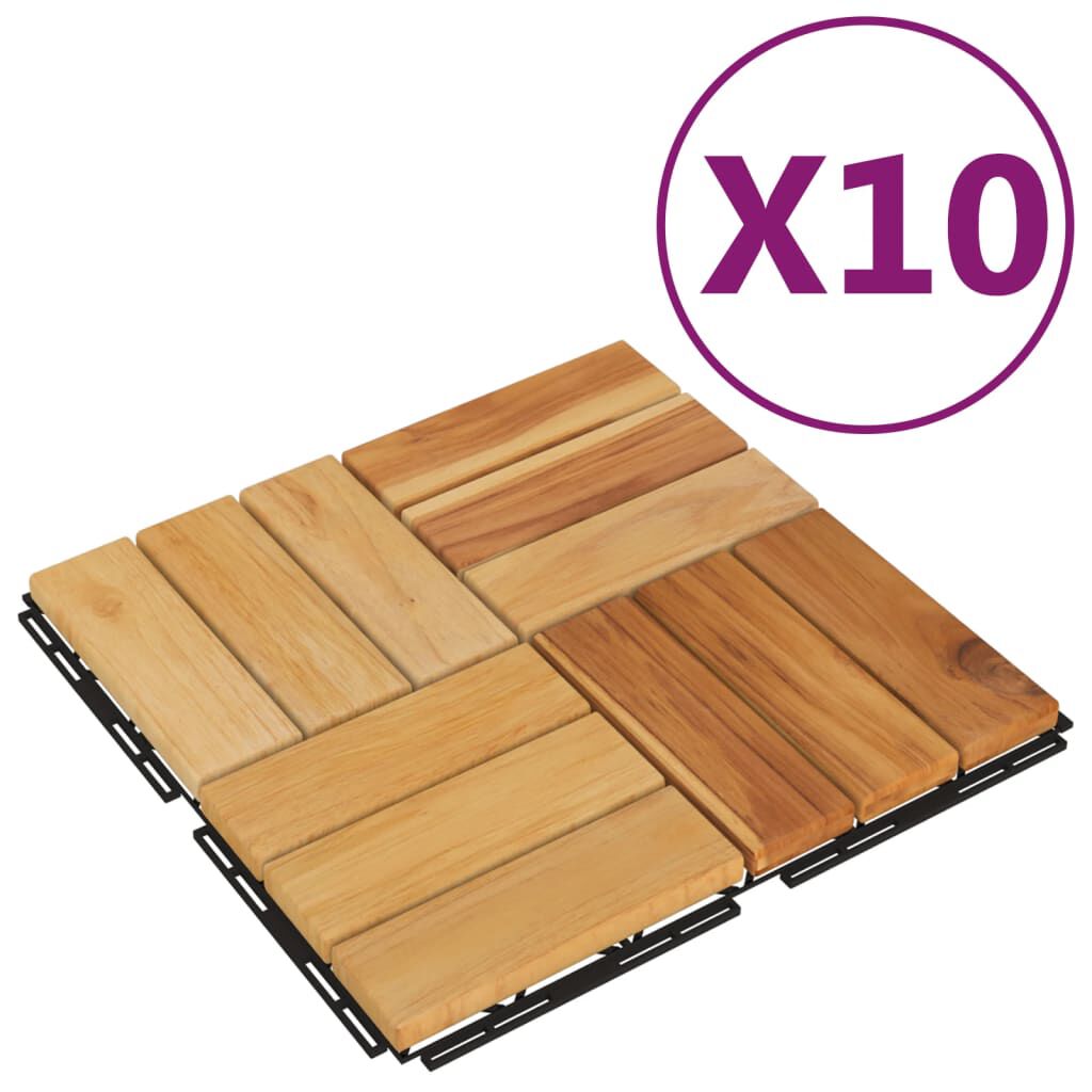 vidaXL Decking Tiles 10 pcs 30x30 cm Solid Wood Teak