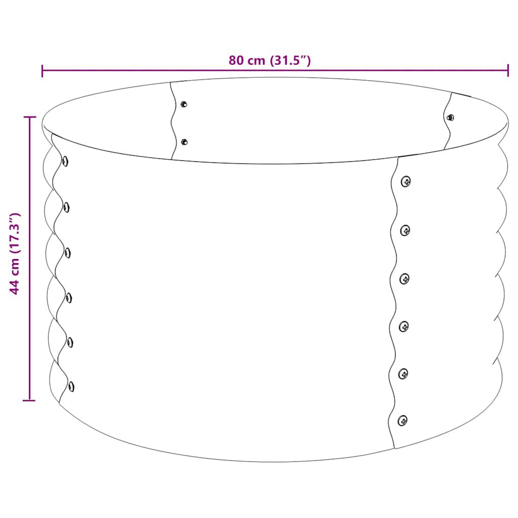 vidaXL Garden Raised Bed 80x80x44 cm Galvanised Steel Grey