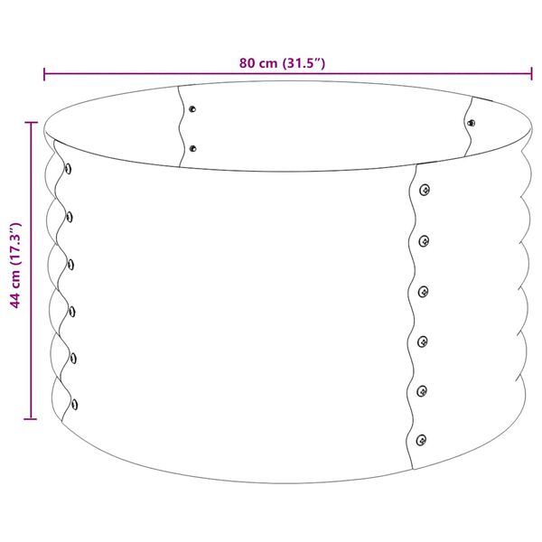 vidaXL Garden Raised Bed 80x80x44 cm Galvanised Steel Grey