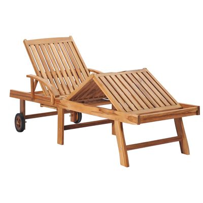 vidaXL Sun Lounger with Anthracite Cushion Solid Teak Wood