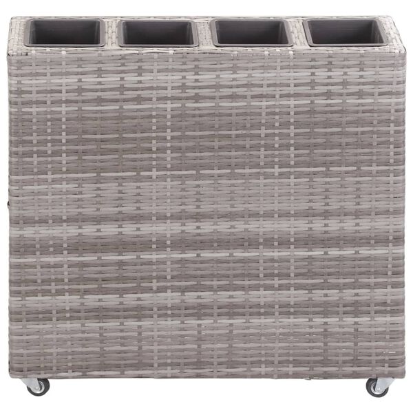 vidaXL Garden Raised Bed with 4 Pots 80x22x79 cm Poly Rattan Grey