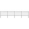 vidaXL Garden Fence with Hoop Top Steel 714.5x120 cm Black