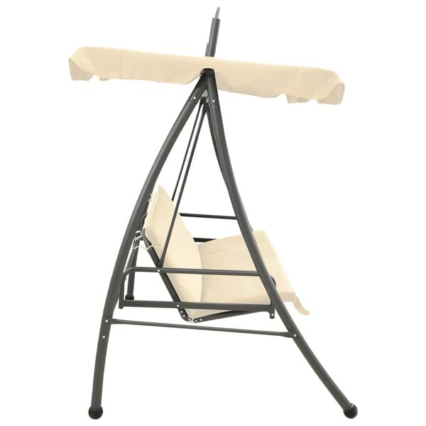 vidaXL Outdoor Convertible Swing Bench with Canopy Sand White