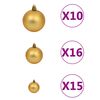 vidaXL Artificial Pre-lit Christmas Tree with Ball Set Gold 210 cm PET