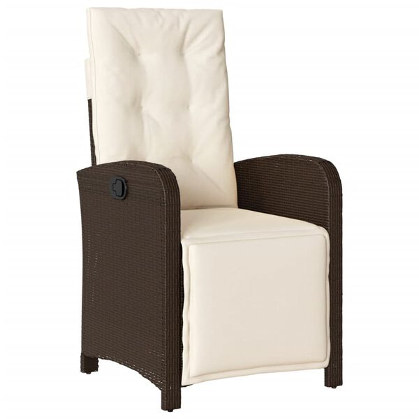 vidaXL Reclining Garden Chairs 2 pcs with Footrest Brown Poly Rattan