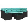 vidaXL Garden Sofa Set with Cushion 7 pcs Black and Turquoise