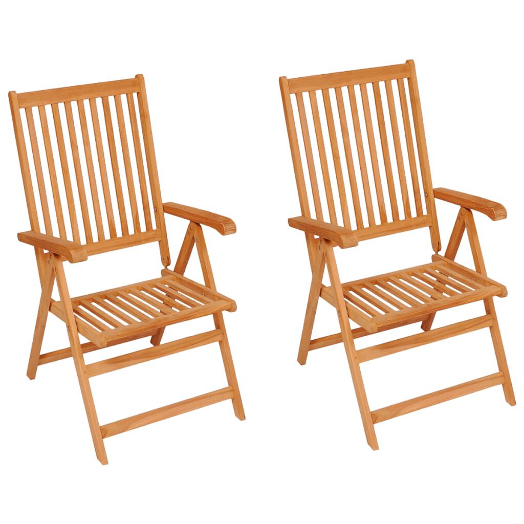 vidaXL Garden Chairs 2 pcs with Anthracite Cushions Solid Teak Wood
