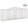 vidaXL Arched Gabion Baskets 10 pcs 300x50x100/120 cm Galvanised Iron