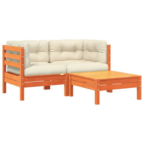 vidaXL Garden Sofa with Cushions and Footstool 2-Seater