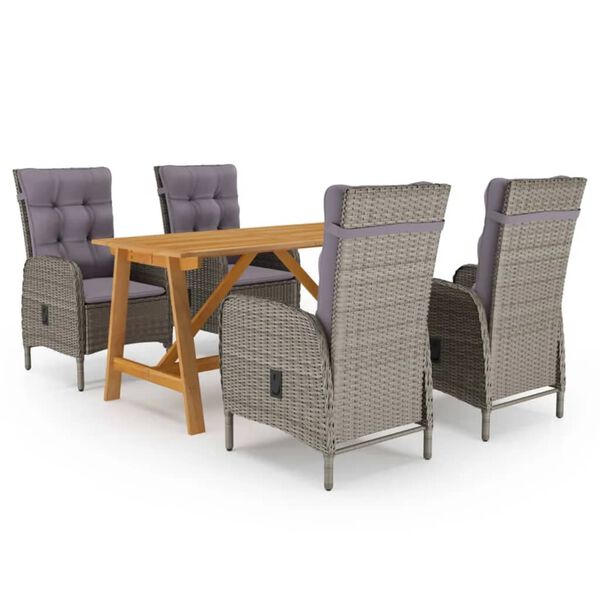 vidaXL 5 Piece Garden Dining Set Grey